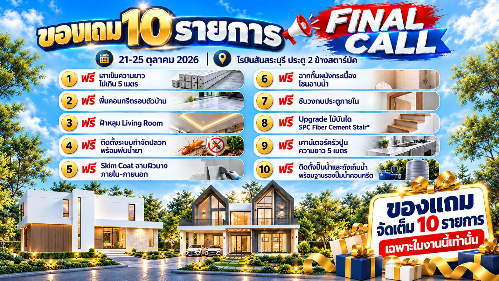 ของแถมฟรี 10 รายการ งาน FINAL CALL KS HOME 21–25 ตุลาคม 2569 โรบินสันสระบุรี